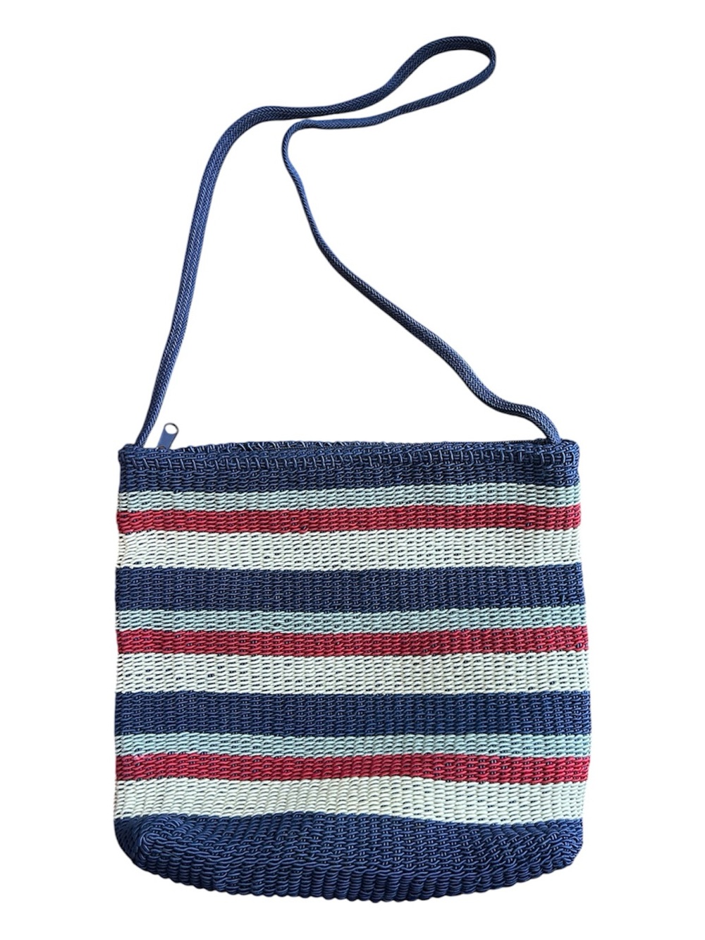 Stone Mountain Striped Navy, White & Red Woven Shoulder Bag